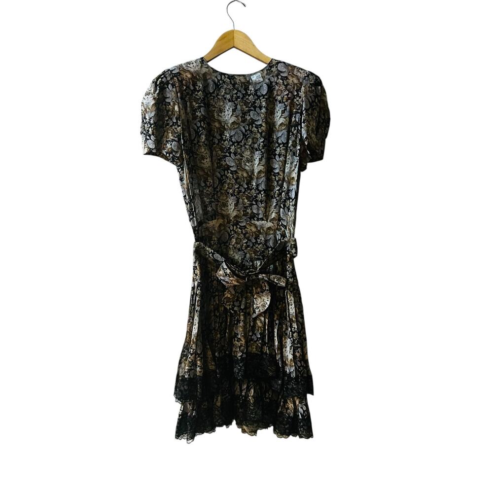 Vintage Albert Nipon Silk Floral Layered Dress Si… - image 1